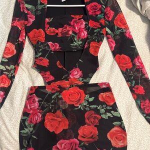 Floral Black and Rose 3 Piece Outfit